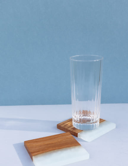 sous-verres chene résine effet glace